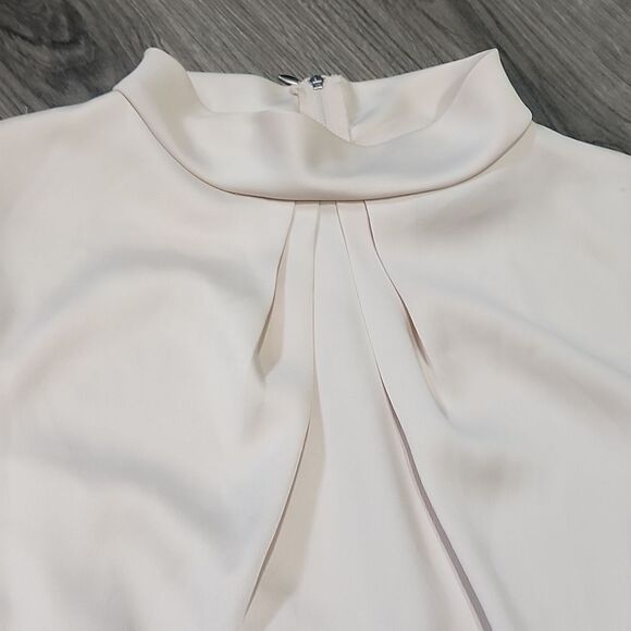 EUC ASOS Ivory Silky Satin Paper Dolls High Neck Gathered Bodysuit - Picture 8 of 12
